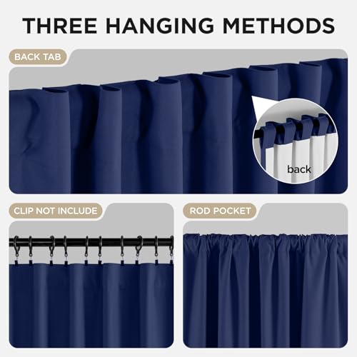 Joydeco Navy Blue Curtains 84 Inch Length - Thermal Insulated Room Darkening Drapes 2 Panels Set, Rod Pocket & Back Tab Noise Reducing Blackout Curtain for Living Room (Navy Blue,52" Wx84 L) by Joydeco - Image 5