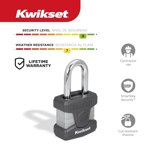 Kwikset SmartKey Re-Keyable Laminated Steel Padlock, 1-Pack, Silver - image 2