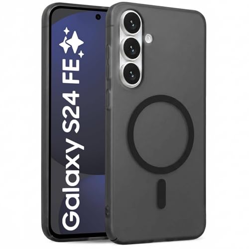 Image of DIZORO Matte Case for Samsung Galaxy S24 Fe Compatible with MagSafe, Camera Lens Full Protection, Shockproof Translucent Frosted TPU Soft Phone Cover, Anti-Fingerprint (Black)