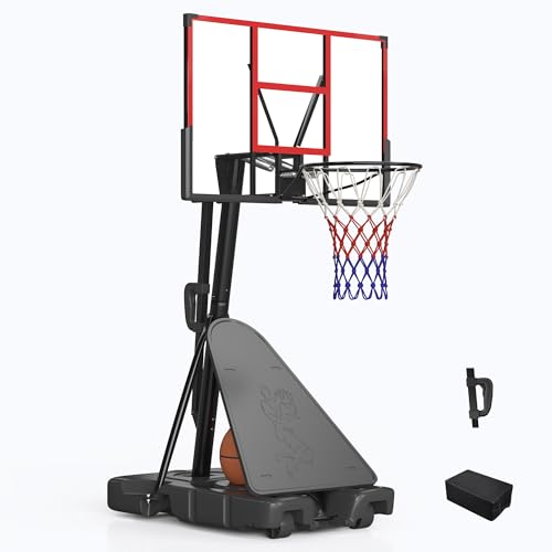 AirWire Basketball Hoop 4.4-10FT 8 Levels Adjustable Basketball Goal, 45’’PC Shatterproof Backboard Outdoor Basket Ball Hoop Indoor w/Basketball Accessories Net Rim, Toddler Basketball Hoop for Kids
