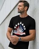 Aiyino Mens Patriotic Fighter Jet Graphic Tee American Flag Aviation Shirt 4th of July Gift Black L