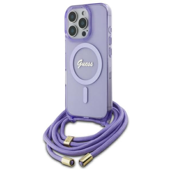 CG Mobile Guess GUHMP16XHCTSGNSU Coque pour iPhone 16 Pro Max 6,9" Violet à bandoulière Script