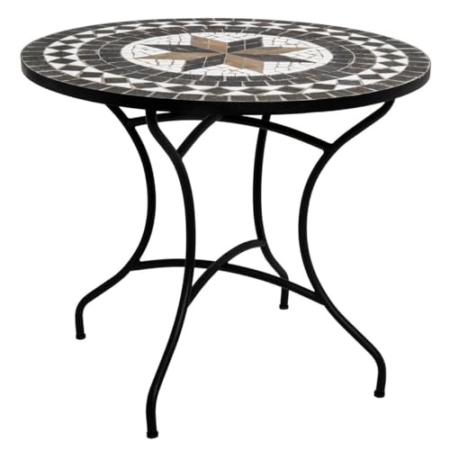 Atmosphera - Kipos runder Esstisch, Mosaikplatte, Durchmesser 90 cm, 4 Sitzplätze - Für Küche, Esszimmer