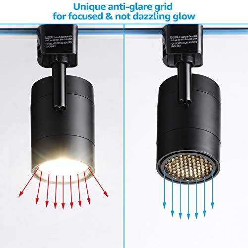 Leonlite Anti-Glare Net Dimmable Led Track Lighting Heads, 8.5W H Type Track Light, Integrated Track Light Heads, Cri90 H Track Lighting Heads, Etl & Es Listed, 4000K Cool White, Matte Black, 4 Pack #TOP1