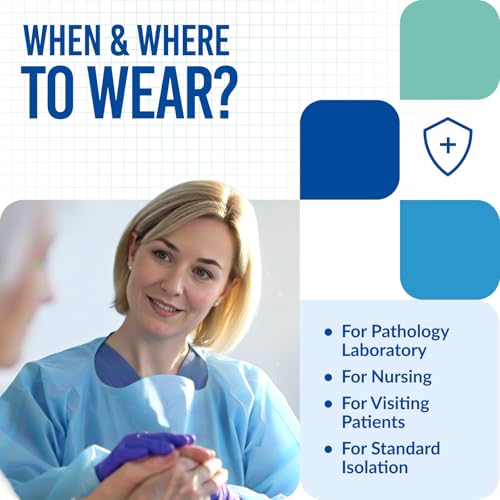 Medtecs Disposable Isolation Gowns - AAMI Level 3 Polyethylene Open-Back - 10/100 PC - Thumb-Up, Fluid Resistant Durable Comfortable PPE - CoverU Series, Unisex Adult | Blue,10 PC