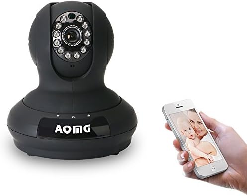 AOMG 720P HD WiFi Wireless Pan & Tilt Security IP Cloud Camera, Two-way Audio IR-cut Night Vision Webcam (32GB Memory Card Included)（Black）