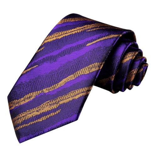 Image of Dubulle Mens Paisley Floral Silk Tie for Men Striped Necktie and Pocket Square Cufflinks Set Wedding Business