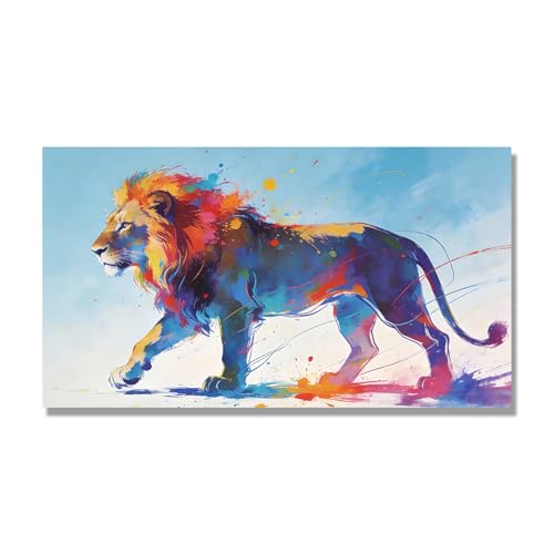 Tableau lion abstrait pour une idée déco audacieuse et pleine d'énergie dans votre salon