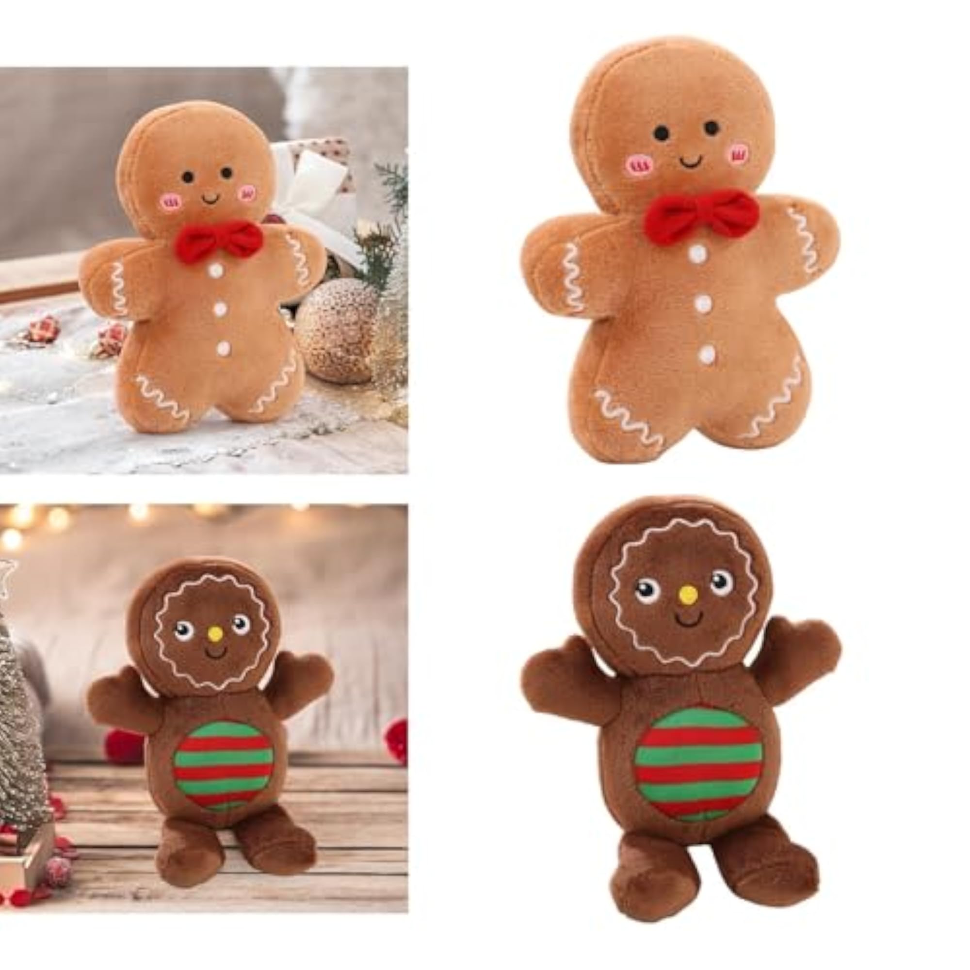 2x Festive Gingerbread Man Soft Throw Pillows