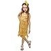 DSplay Kids Girl's Fashion Flapper Satin Dress Costume (L, Gold)