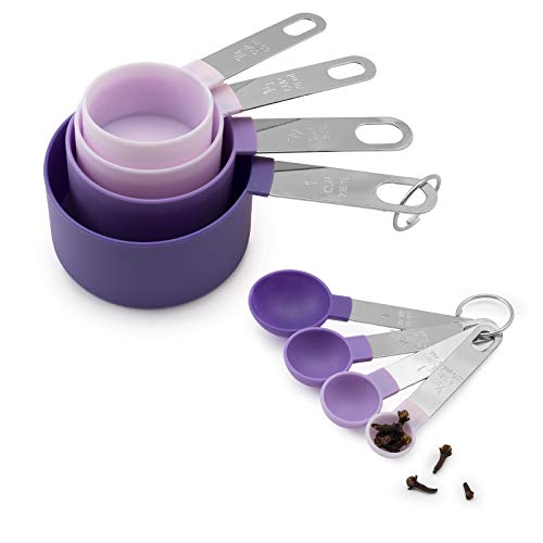 COOK With COLOR 8 Piece Nylon Measuring Cups and Measuring Spoon Set with Stainless Steel Handles (Lavender)