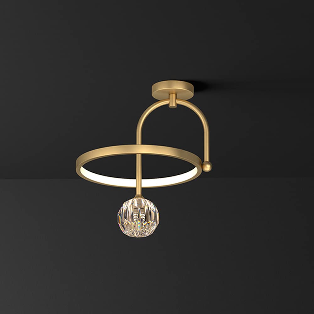 Plafonnier encastré pour chambre en cristal luminaire LED laiton