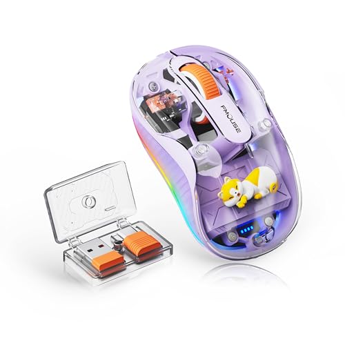 FMOUSE Cute Transparent Mouse Tri-Mode Wireless Rechargeable Purple