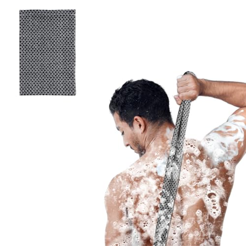 LOPHE Scrubber per la Schiena, Panno Esfoliante Corpo Scrubber Schiena Doccia Lungo Unisex, Spazzola Bagno Schiena Elastico e Confortevole per Doccia e Bagno(Nero)