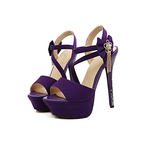 Semelles épaisses et talons aiguilles 15cm stables à sandales nœud strass pour femme