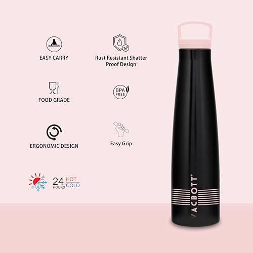 Image of Clay Craft Vacbott Sleeko Lines Double Walled|18 Hours Hot and 24 Hours Cold Vacuum Insulated Flask 650ml, 1 Pcs, Steel Water Bottle for Office|Travelling|BPA-Free|BIS Certified|1Year Limited Warranty