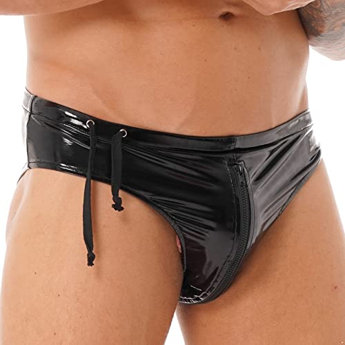 Men Shiny Liquid Metallic Underwear Bikini Swimsuit Bulge Pouch Swim Trunks3