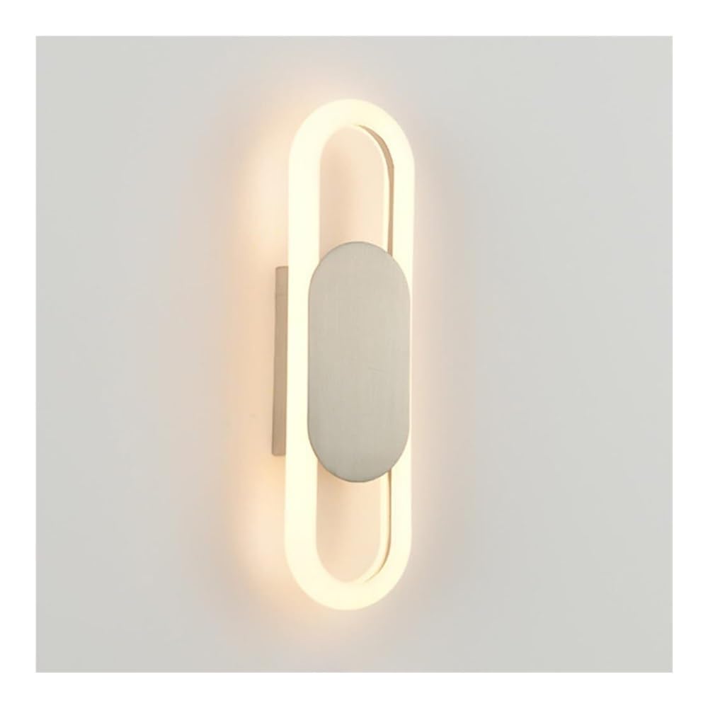 SMCCYYSD Ring LED Wall Lamp Acrylic Shade Sconce Modern Nordic Lighting Lantern for Bedroom Bedside Living Room Study Corridor Entryway Restaurant Mounted Lamp(Nickel)