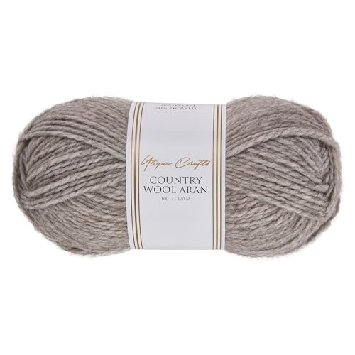 Utopia Crafts Country Wool Blend Aran Yarn for Knitting and Crochet 100g (1, Pebble Beige)