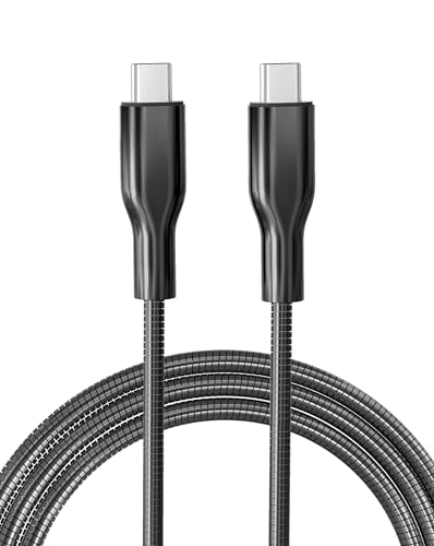Image of 13FT Chew Proof Metal USB-C to USB C Cable - Extra Long USBC Cable 60W Fast Charging & Data, Indestructible Stainless Steel Braided Cat Dog Chew Proof Type C Cord for iPhone 17 /16 /15 /Galaxy /Pixel /iPad