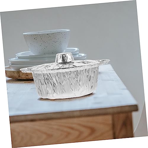 INOOMP 20 Sets Outdoor-Töpfe Aus Alufolie Einweg-Kuchenteller Kuchenbehälter Einweg-Kuchenständer Grilleinlagen Einweg-Grillpfannen Aus Aluminiumfolie Runde Folienpfannen – Bild 4