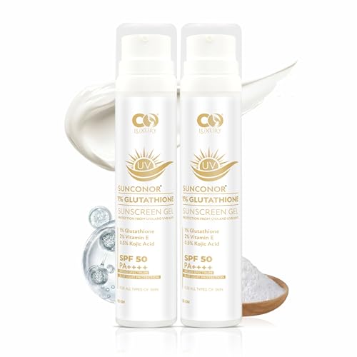 Image of CO LUXURY 1% Glutathione & Kojic Acid Sunscreen Gel | SPF 50 PA++++ | Quick Absorbing, No White Cast, Lightweight Sun Protection for All Skin Types | 50g (2)