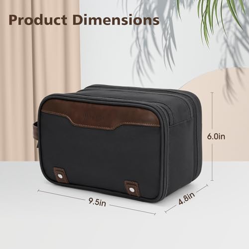 Image of Wedama Toiletry Bag for Men, Medium Hanging Travel Toiletry Bag, Extra Electronic Organizer Bag Waterproof Shaving Bag for Toiletries with PU Handle for Travel Business Trips Swim Camping, Grey