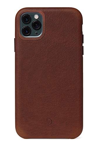 DECODED Back Cover Case for iPhone 11 Pro Max - Brown Full Grain Leather, Metal Buttons, Shock Proof TPU
