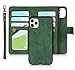 iCoverCase for iPhone 11 Pro Max Wallet Case with Card Holder and Wrist Strap, PU Leather Kickstand Card Slots Zipper Pocket Magnetic [Detachable] Flip Cover Case 6.5 Inch (Green)