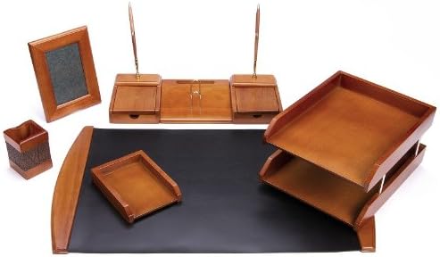 Six Piece Brown Oak Wood Desk Set (W450)