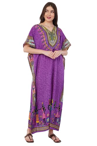 Divine threads Women African Print Kimono Cover Up V Neck Batwing Sleeve Plus Size Beach Kaftan Dresses Brown2