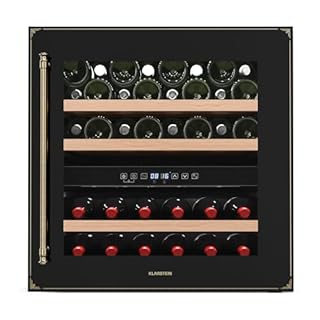 Klarstein Vinsider Victoria 36 - Cantinetta per Vini, 36 Bottiglie, Doppia Temperatura 5-22°C, Touch Control, LED, Silenziosa: 41 dB, Protezione UV, Da Incasso, Nero