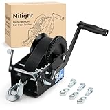 Nilight Boat Trailer Winch 3500 Lbs Hand Crank Winch Heavy Duty Boat Winches with 33Ft Strap Rope Hook Two Way Ratchet 4:1 8:1 Gear Portable Marine Manual Winch for Trailers Boat RV ATV Jet Ski Towing