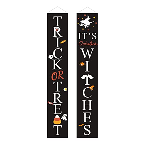 Bannières de porte d'Halloween RLKHXBS grand format pour entrée extérieure et salon