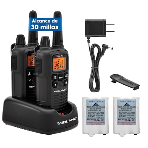 Midland - LXT600VP3, 36 Channel FRS Two-Way Radio - Up to 30 Mile Range Walkie Talkie, 121 Privacy Codes, NOAA Weather Scan + Alert (Pair Pack) (Black)