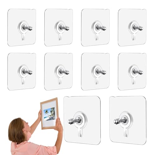 Colgador adhesivo de pared para fotos, transparente, impermeable, ganchos adhesivos para fotos, 10 ganchos acrílicos para fotos, gancho de montaje para decoración de pared para sala de estar