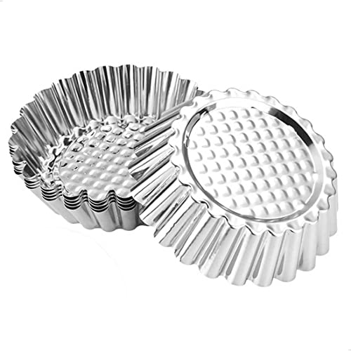 15 moldes para tartas de cupcakes, de acero inoxidable, para tartas de huevo, pastel, galleta, flor, molde de pudín para cocina, herramienta de horneado, color plateado Cover