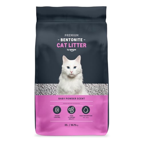 Amazon Lettiera per Gatti Premium in Bentonite, Profumazione al Talco, 25L (Confezione da 1) (in Precedenza un Marchio Lifelong, Stesso Prodotto)