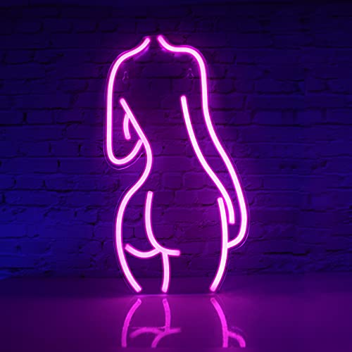 Naked Lady Back LED Neon Sign,Art Decorative Night Lights 19.7 X10.5 Inch,Bright Girl Neon Lamp,Wall Body Sign Hanging for Beer Pub Home Bar Window Party Hotel Decoration (Pink)