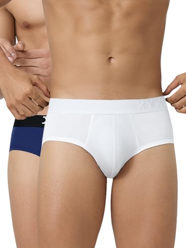 Image of XYXX Men's Ace Micromodal Regular Fit Solid Antimicrobial Briefs with No Marks Waistband (Pack of 2)