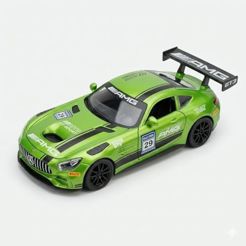 Image of Happy Hues Die-Cast Metal Toy Car 1:32 Scale - Premium Racing Model with Opening Doors & Durable Alloy Body, Best Collectible Gift for Kids (Green)