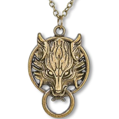 Pidak Collar y llavero cabeza de lobo – Colgante 4 x 2,6 cm (1,57 x 1,02") | Estilo gótico y fantasía | Símbolo de fuerza y libertad | Bronce antiguo o plata, XL, Metal, No es una piedra preciosa