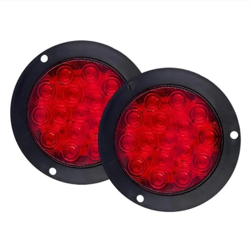 Piloto trasero Luces Traseras Redondas 4' 10 Cm 16 LED 12V/24V Rojas Amarillas Blancas 1/2 Unidad Intermitentes Luz Freno Marcha Atrás Para Coche Luces Traseras(Red 2Piece)