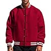 VLOYSR Jackets for Men UK 2025 Stylish Mens Varsity Casual College Jacket Long Sleeves Sprots Baseball for Track Men Lightweight Outerwear Gilets with Pockets Unisex Top Streetwear 06-Red 3XL #1