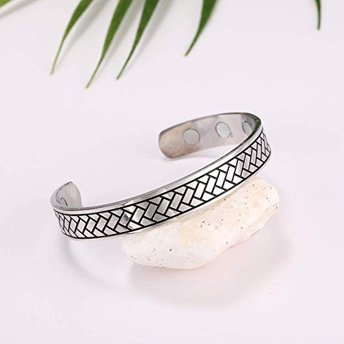 Lusso Stainless Steel Magnetic Therapy Energy Cuff Bangle Engraving Geometric Pattern Health Care Amulet Bracelets For Women Men thumb #7