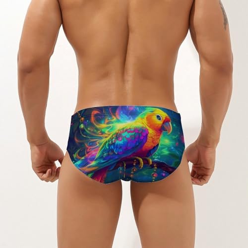 Parrot Colorful Bird Mens Swim Briefs Sexy Bikini Swimwear Bathing Suits Trunks2