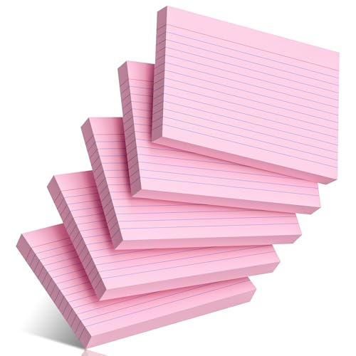 200 Pcs Index Cards 4 x 6 Inch Ruled Pink Index Cards, College Ruled Flash Cards for School, College, Office and Home Organization, Durable Study To Do List Note Cards with Ruled Lines, 5 Pack of 40