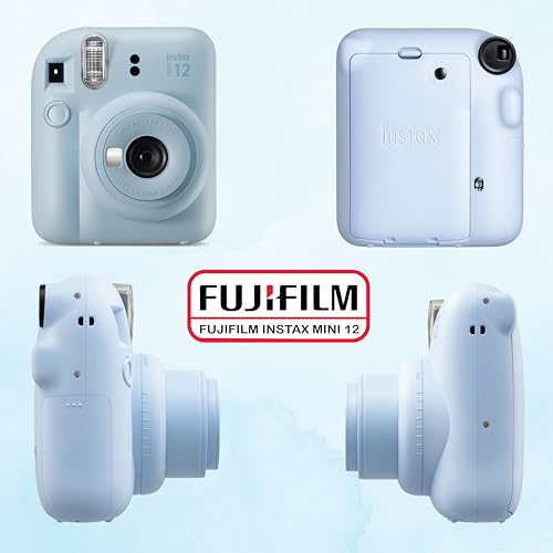 Fujifilm Instax Mini 12 Instant Camera Bundle with Fujifilm Instax Mini Instant Film Value Pack (60 Sheets) with Accessories Including Protective Case, Strap, Photo Album (Pastel Blue)