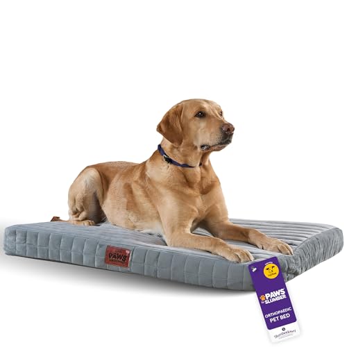 Slumberdown Orthopedic Large Dog Bed - Supportive, Cushioned & Washable Crate Mattress for Dogs & Cats | UK-Made, Joint & Pressure Relief, Edge-to-Edge Support, Grey