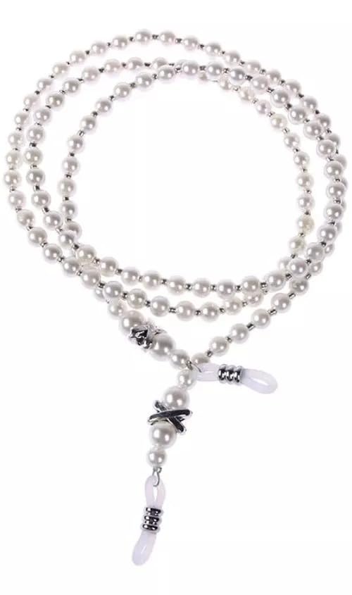 01 Uni Cordinha Salva Óculos Pérola Cordão Corrente Feminino Cor: Pérola